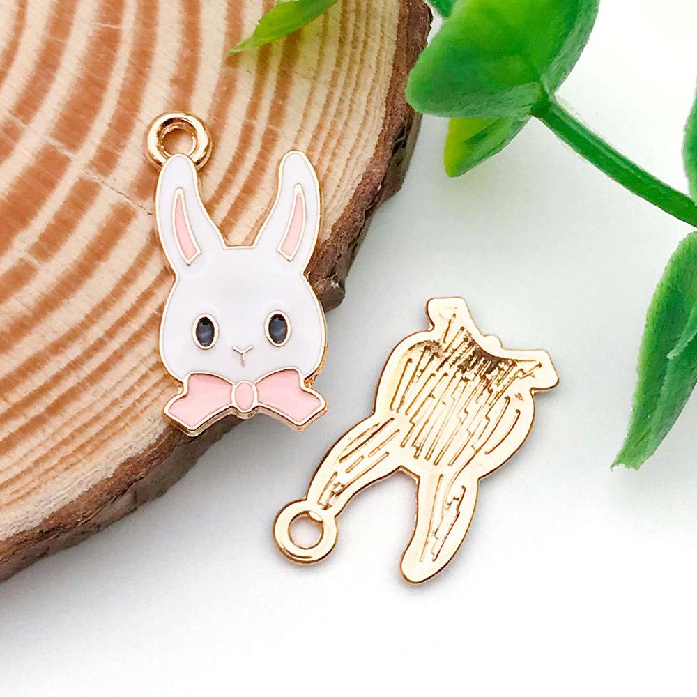 

Set of 12 Cute Cartoon Drip Oil Easter Moon Rabbit Pendants for DIY Bags, Bracelets, and Charms