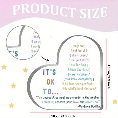Seasonal decoration,Collectible Figurines Cute Desk Decor for Women - Inspiring Heart - Shaped Acrylic Sign for Office Desk