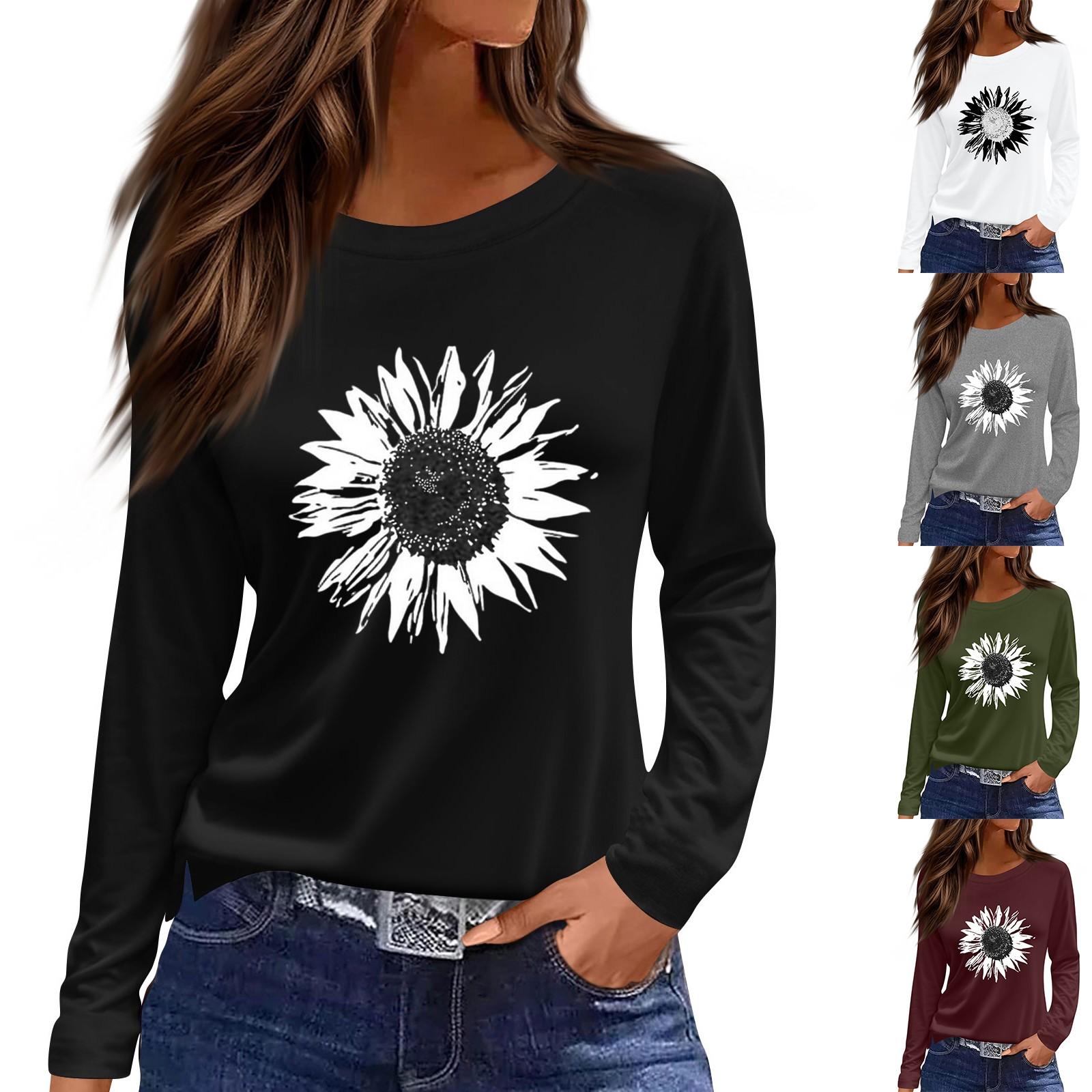 

Жіноча модна повсякденна блуза з довгим рукавом і круглим вирізом XXL чорний