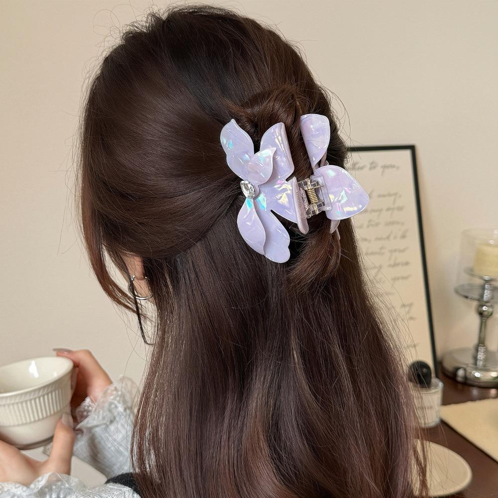 9.5/6cm Acrylic Flower Hair Claw Colorful Rhinestone Floral Hair Crab Clip High Quality Ponytail Hairpin for Women Girl Headwear