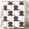 Black and Brown Dog Pattern Shower Curtain Waterproof Fabric Bath Decor Rectangular Shape