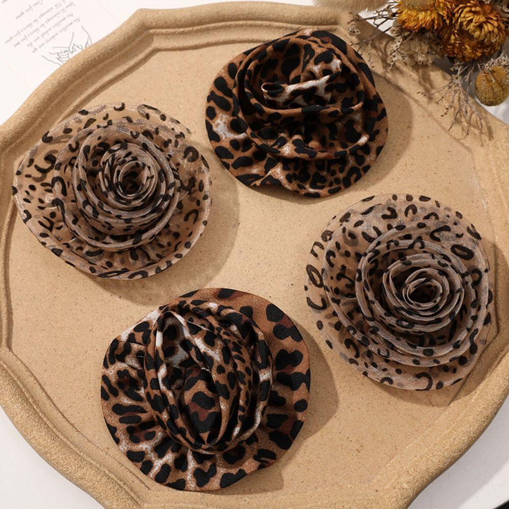 

6шт 3D тканевая нашивка цветы аппликация брошь леопардовый принт цветы нашивки украшение на платье