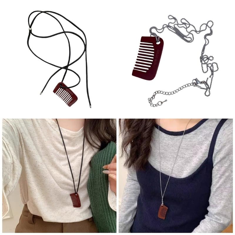 Fashion Comb Pendant Necklace with Adjustable Lanyard Pendant Necklace Perfect for Expressing Individuality Daily Life