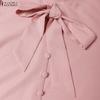 ZANZEA Women Casual Round Neck Loose Long Sleeve Muslim Dress