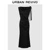 UR 2026 Spring Women's Cowl Neck Bow Pleated Waist Dress