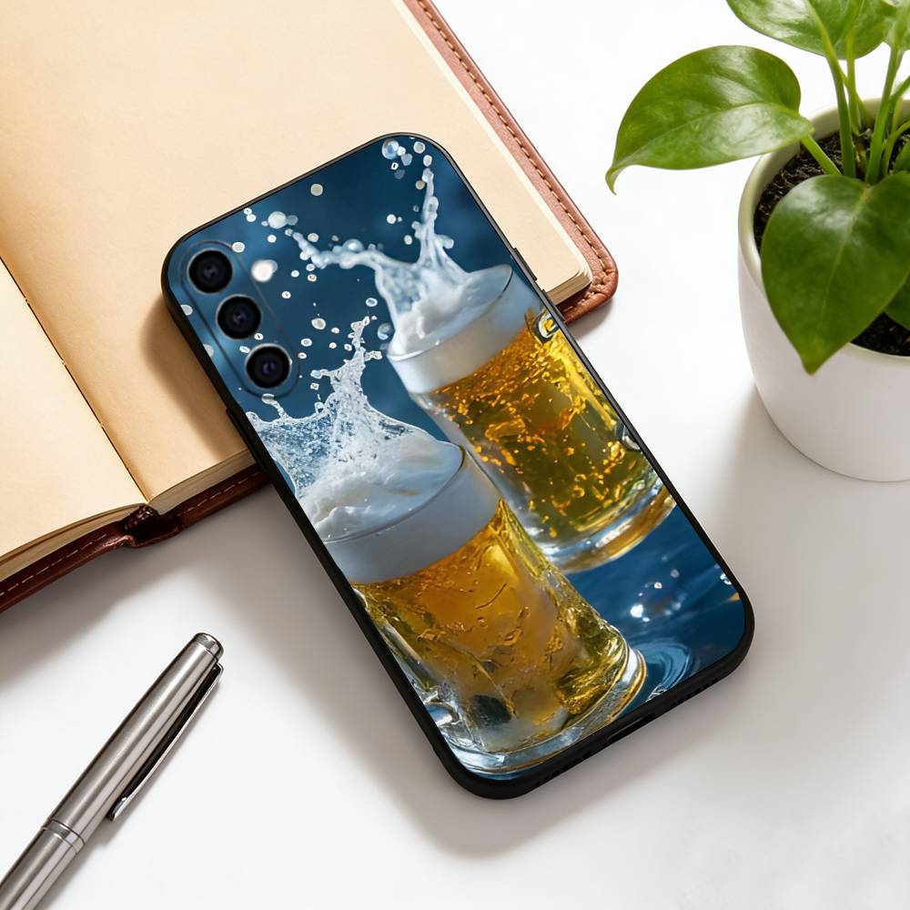 beer Phone Case For Samsung Galaxy A73,A72,A71,A70,A53,A52,A51,Soft Silicone Black Cover