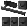 5Pcs Black Stainless Steel Toilet Paper Towel Holder No Punching Wall Mounted Adhesive Hook Paper Roll Rack