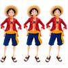 One Piece Anime Figure Confident Smiley Luffy Three Form Face Changing Action Figurine Doll PVC Model Toys Collection Gifts