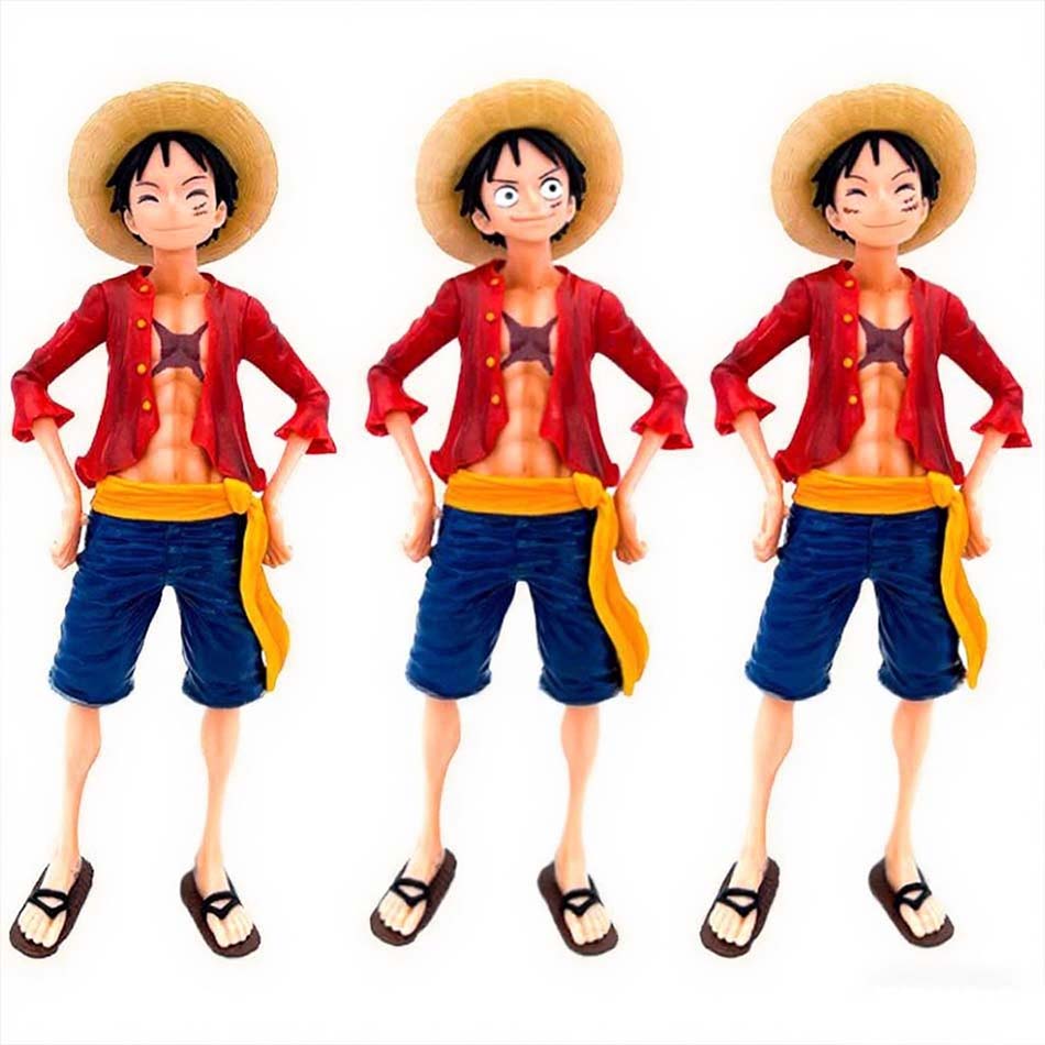 One Piece Anime Figure Confident Smiley Luffy Three Form Face Changing Action Figurine Doll PVC Model Toys Collection Gifts