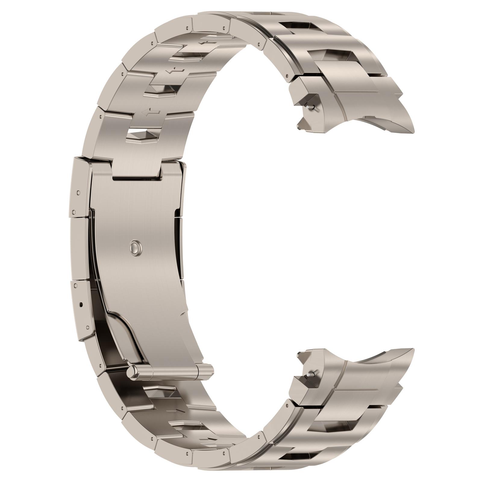 

For Samsung Galaxy Watch FE 40mm/Watch6/Watch6 Classic/Watch 5 Titanium Steel Watch Strap Quick Release Band Silver