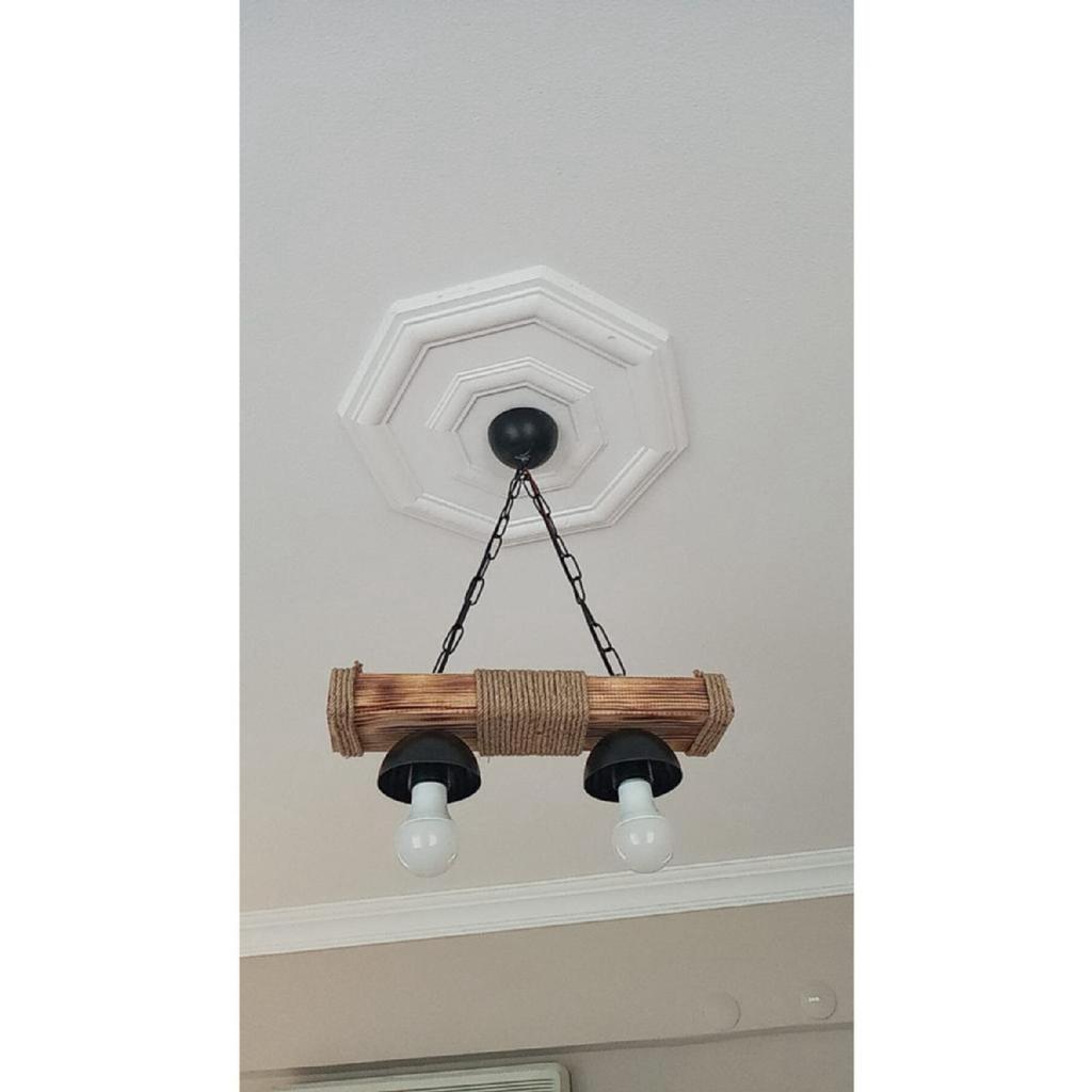 Wooden Chandelier 2 Rope Chandelier Rustic Decorative Natural Massive Chandelier