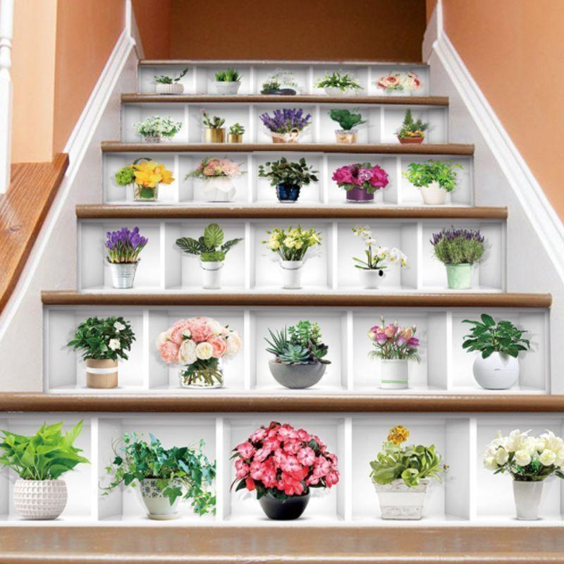 6pcs/set Potted Plant Staircase Stair Riser Floor Sticker Adhesive DIY S top sale