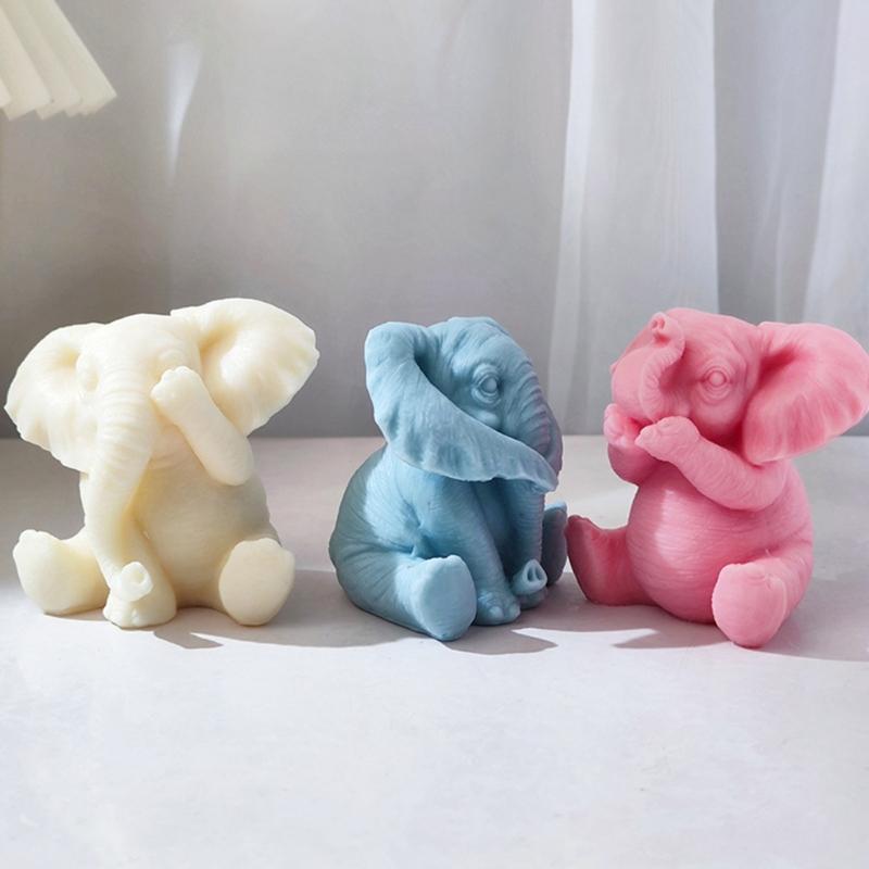Silicone 3D Elephants Candle Molds Soap Resin Mould DIY Animal Aromatherapy Candle Mold Hand Craft for Home Party-Decor
