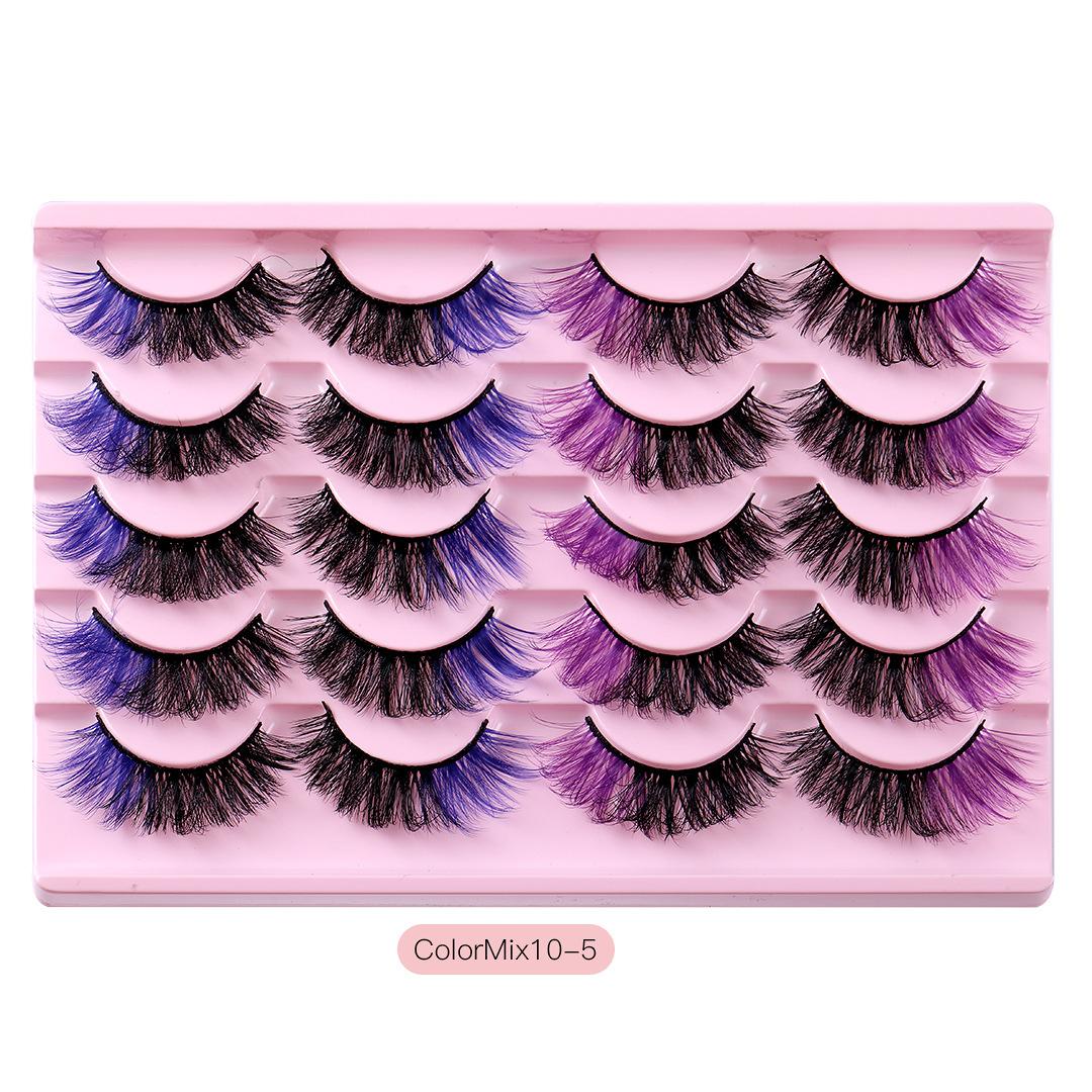 

10 пар цветных завитых натуральных накладных ресниц, сценичные преувеличенные ресницы для сценического макияжа