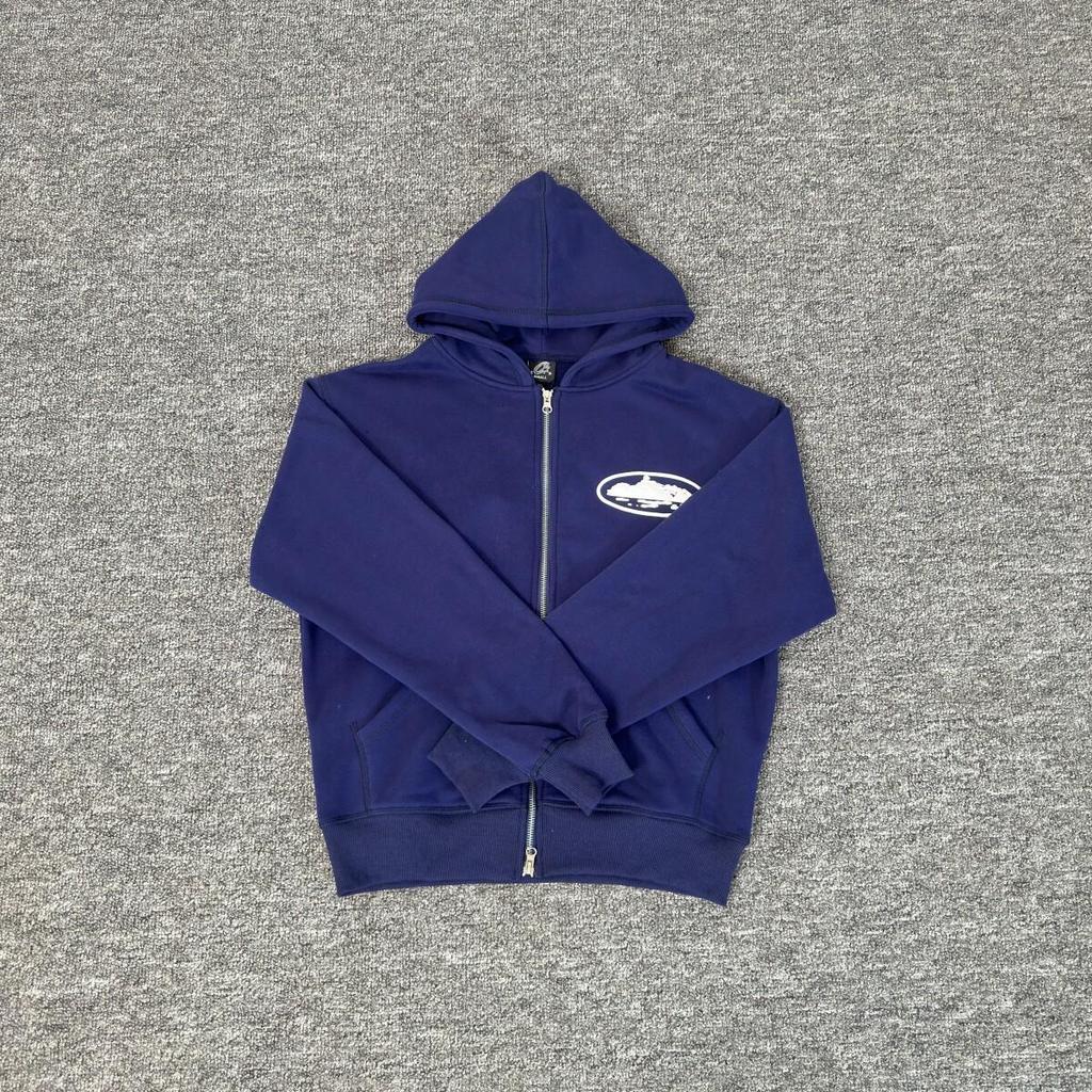 Corteiz Vibe Hip Hop Fleece gevoerde hoodie met rits voor heren