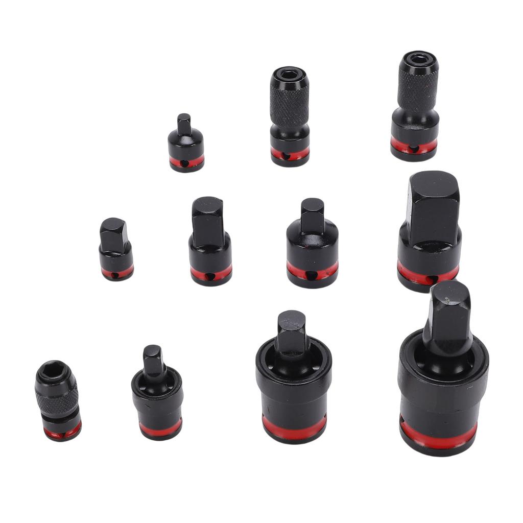11Pcs Impact Socket Adapter Set Drill Adapters Extensions 1 4 3 8 1 2in Drive CR V CR MO Steel Ball Detent for Car Home