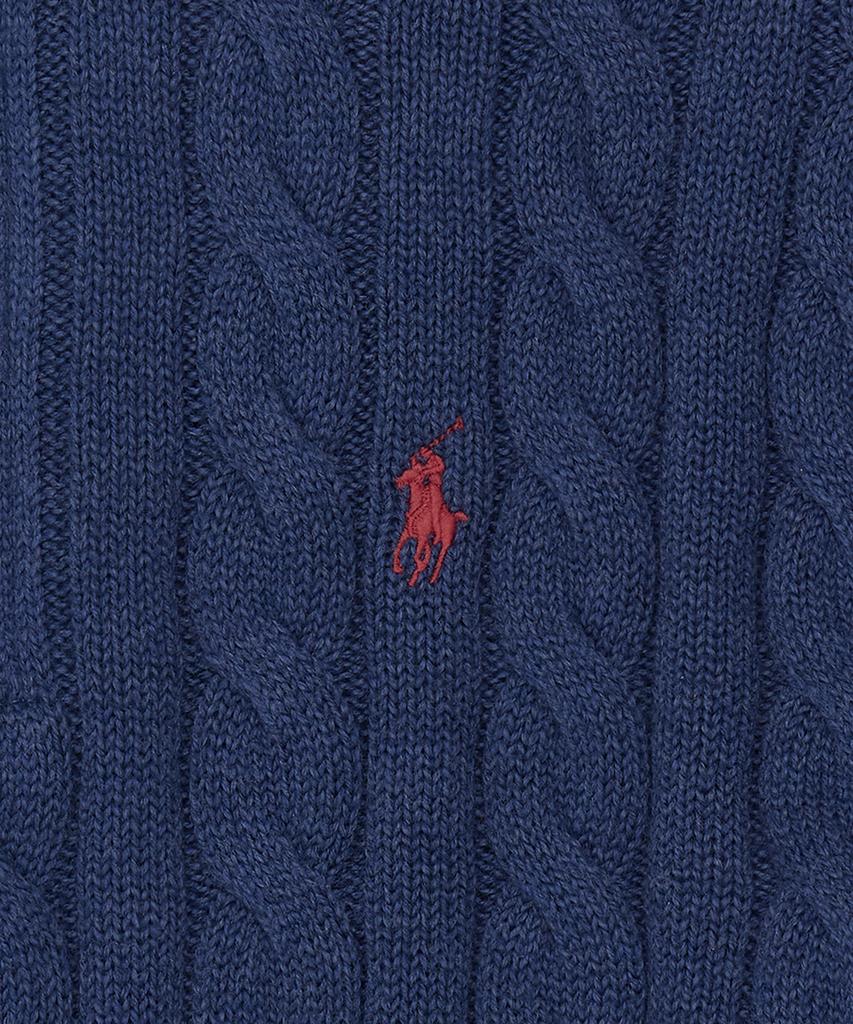 POLO RALPH LAUREN Cable Knit Cotton Quarter Zipper Sweater - Navy