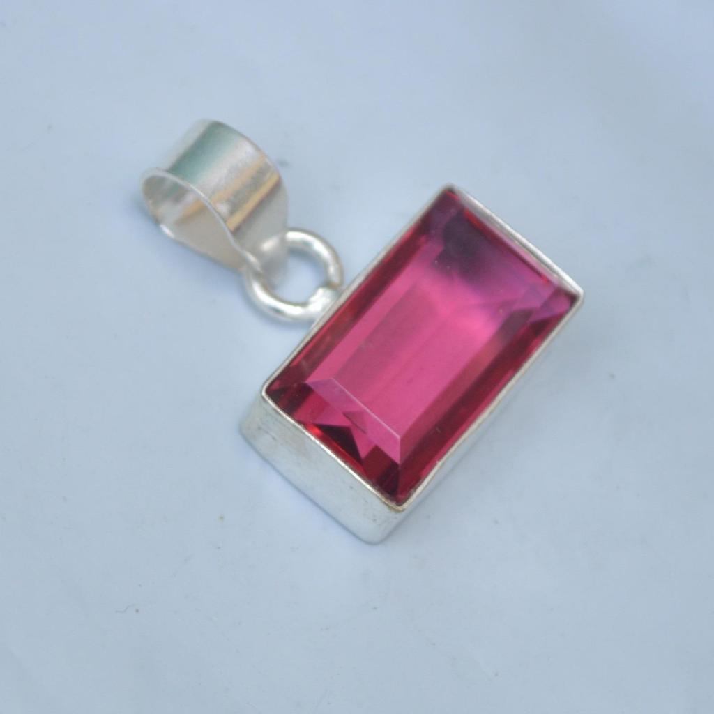 Cushion Cut Rhodolite Garnet Gems 925 Sterling Silver Artisan Pendant