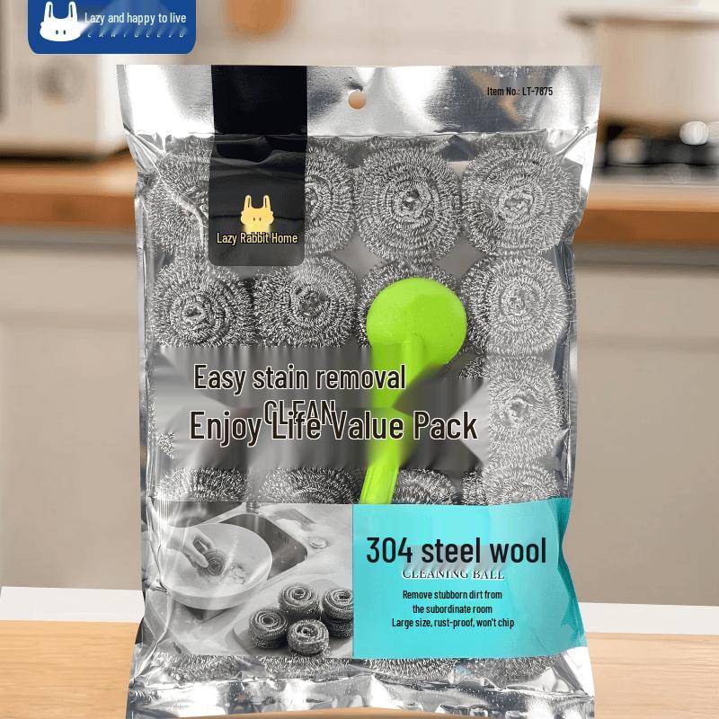 Home Cleaning Steel Wool Scourers with Handles, 6-Pack