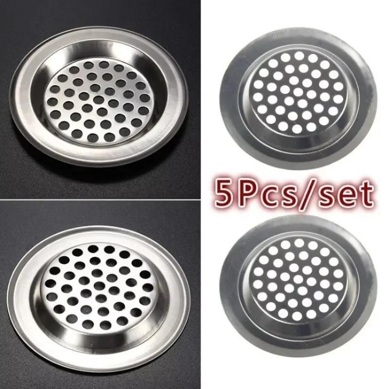5 Pcs Circular Pool Steel Mesh Sink Strainer Kitchen Trap Drain Filter Suitable for Kitchen Bathroom