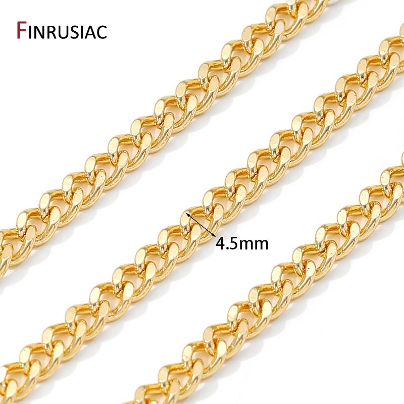

4.5mm 14K Gold Plated Brass Cuban Chains Bulk For DIY Jewelry Findings,Handmade Necklace Making Materials Supplies Wholesale 1 meter