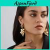 Elegant Gold Alloy Geometric Pearl Drop Earrings Trendy Irregular Design
