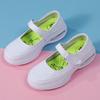 Fashion Leather Air Cushion Nurse Shoes Breathable Women Ladies Thick Soled Shoes Non-Slip White Medical Shoes One-Step Flat