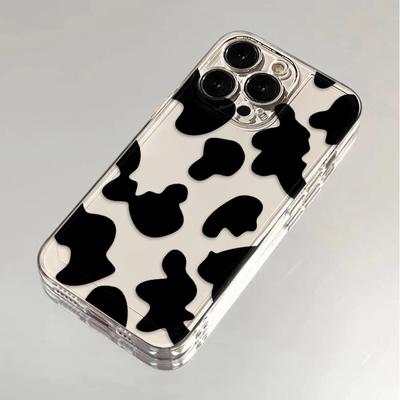Cow Pattern Print Transparent Phone Case For iPhone 16 15 14 13 12 11 Pro Max 8 7 Plus XS Max X XR Silicone Bumper Shockproof Clear Back Cover