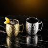 Miedziana Platerowana Kubek Moscow Mule z Młotkowanej Stali Nierdzewnej Kieliszek Koktajlowy z Podwójnymi Ściankami Izolacją Próżniową Metalowe Szklanki Barowe do Domu
