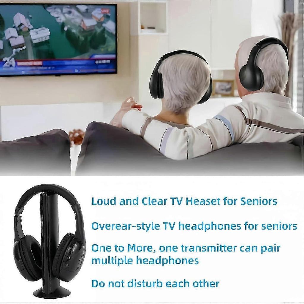 Wireless TV Headphones for Seniors Over Ear with FM Transmitter RCA Optical Coaxial Support