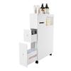 Slim Bathroom Storage Cabinet 3 Layer Narrow Cupboard with Drawers Storage Freestanding Organizer with Wheels for Bathroom