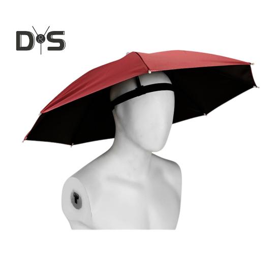 69CM UV Protection Umbrella Hat Hands-Free Sun Blocking Umbrella Hat with Elastic Headband Waterproof Kids Adults Outdoor Fishing Folding Umbrella
