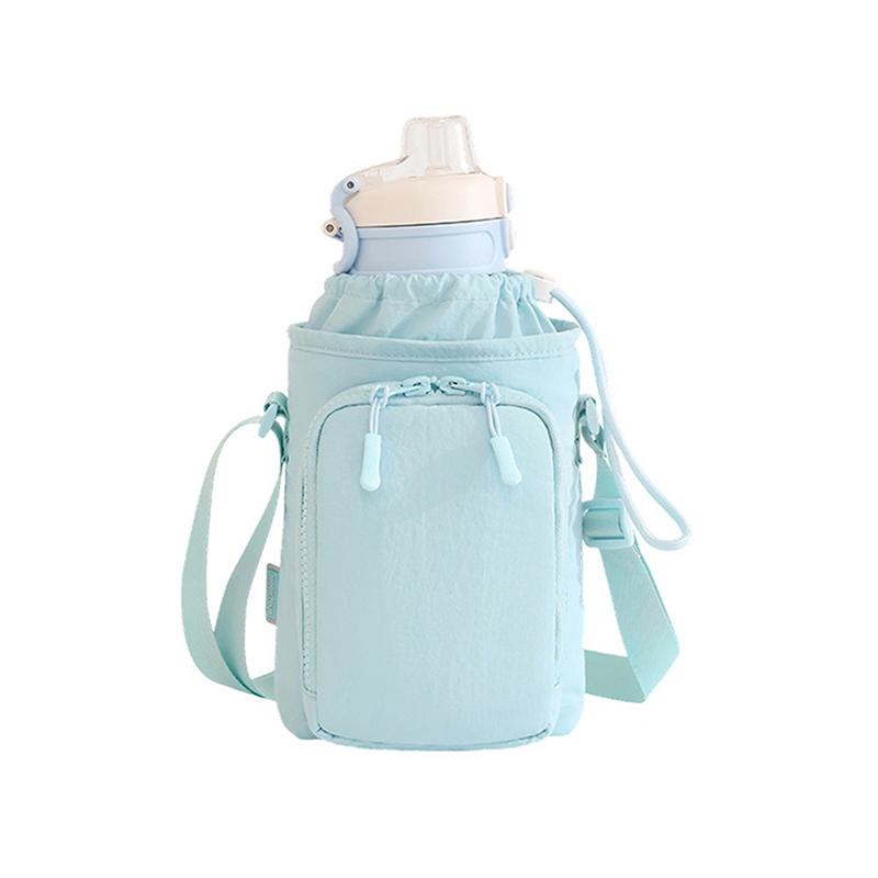 

Portable Water Bottle Bag With Adjustable Strap Thermal Mugs Protective Cover Phone Pocket Outdoor Sports Travel Bag синій