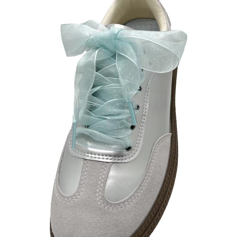 1Pair Women's  Soft Casual Flat Shoestrings for Sneaker 2.5CM Wide Shoe Accessories Shoe Laces Silk Satin Ribbon Shoelaces