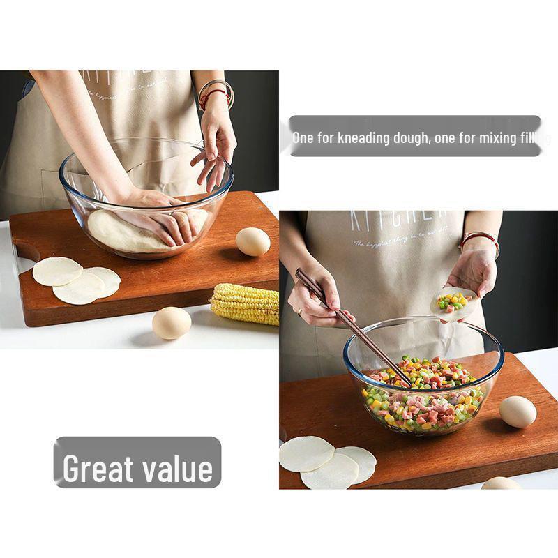 Large High-Temp Resistant Non-Stick Transparent Borosilicate Glass Salad & Mixing Bowl
