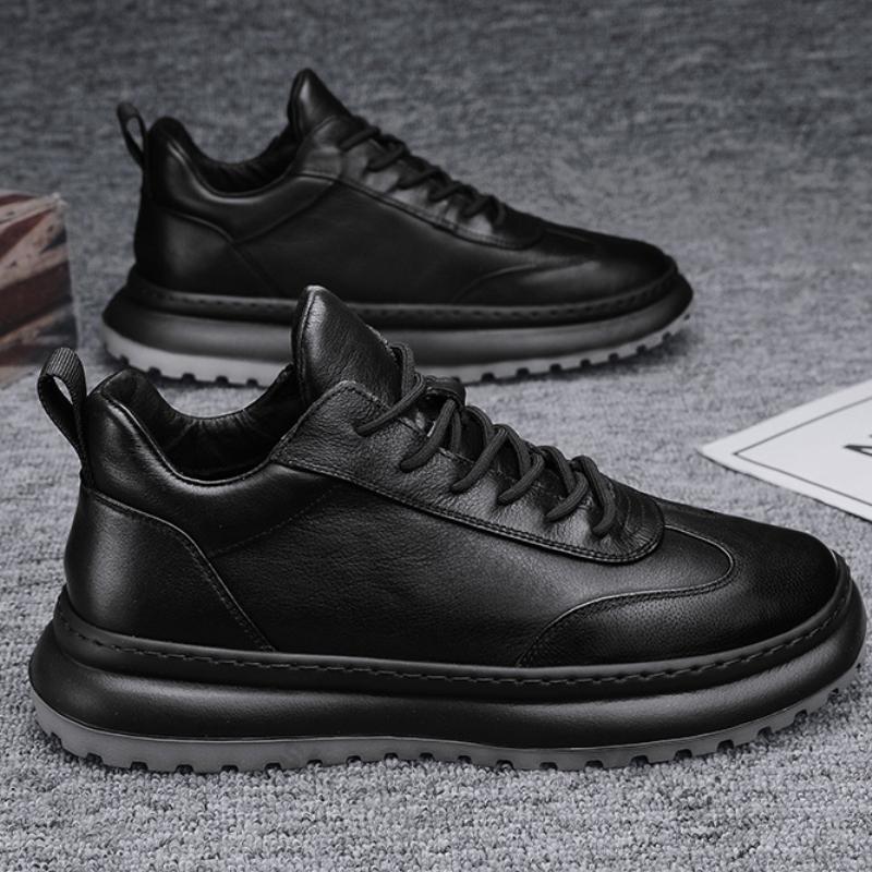 Men's Casual Leather Shoes Autumn Non-Slip Wear-Resistant Sneakers Man Fashion Comfortable Flat Slip-On Casual Sports Board Shoe
