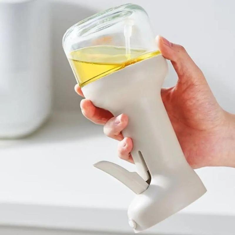 Practical 280/450ml Atomized Oil Spray Press Glass Oil Dispenser Transparent Body Leak-proof Cooking Spray Bottle Baking