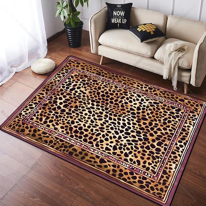 Abstract Style Leopard Soft Carpet Living Room Decoration Homesofa Area Large Sofa Side Rugs Non-slip Bedroom Floor Mat Washable