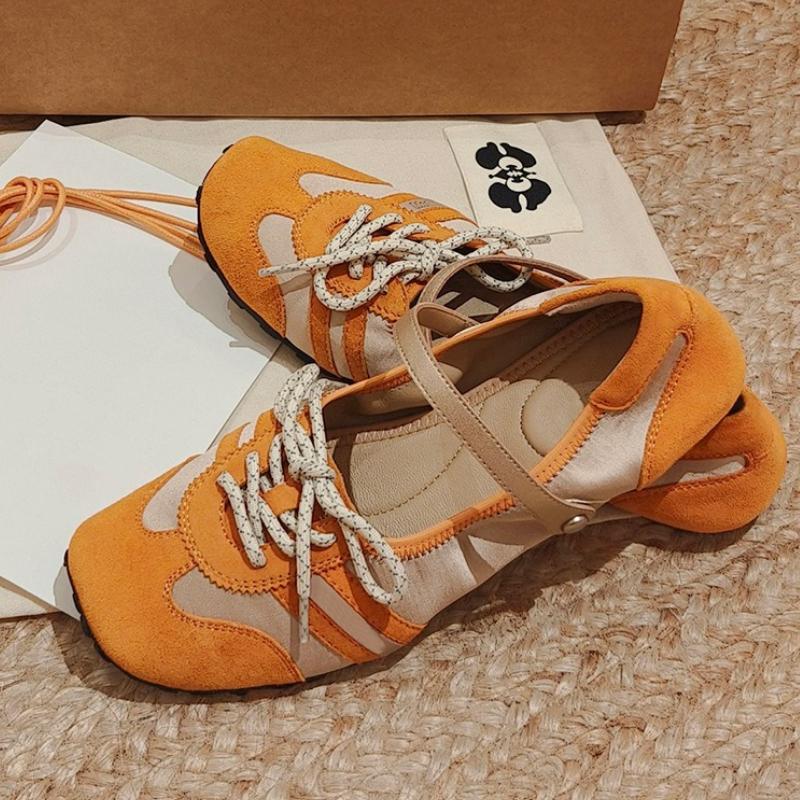 

Мода Мода Шнуровка Дизайн Балетки Женские Ретро Квадратный Носок Узкий Ремешок Пряжка Кроссовки Удобная Обувь на Мягкой Подошве Повседневная Обувь 35 оранжевый