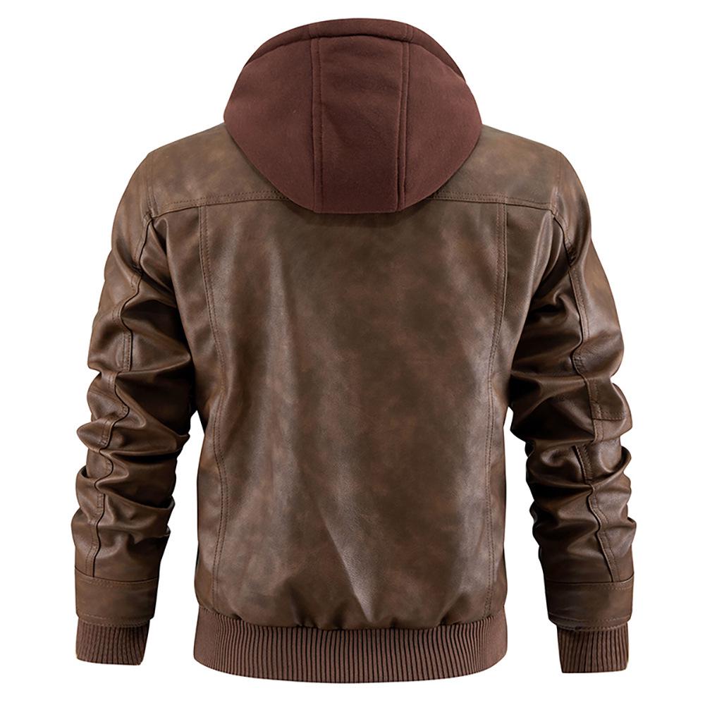 Herren Europäische & Amerikanische PU Leder Kapuzenjacke - Winter Warmer Mantel, Europäische Größe
