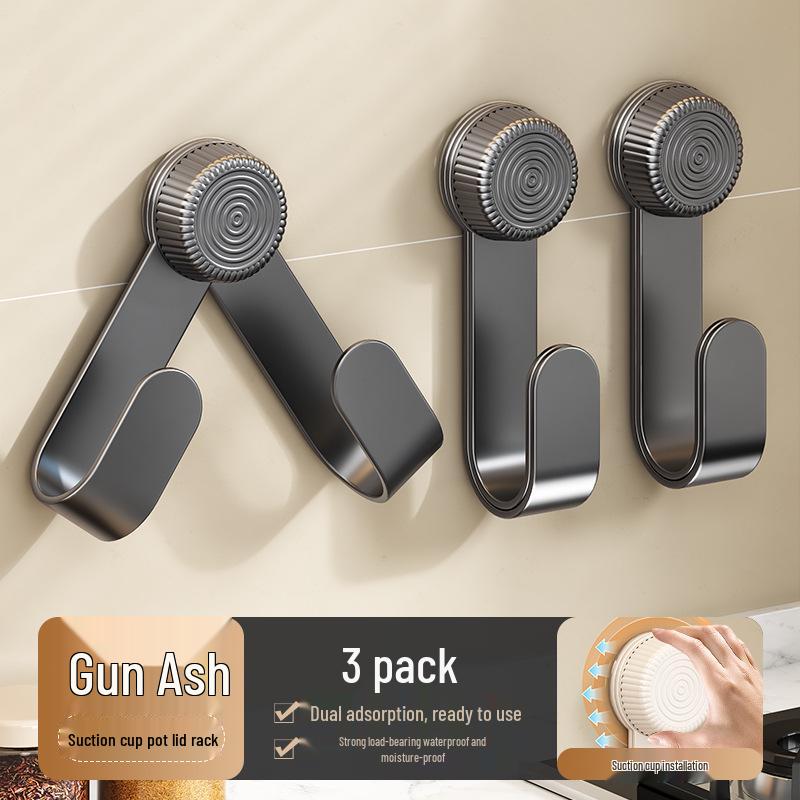 Wall-Mounted Suction Cup Pot Lid & Cutting Board Holder, Punch-Free Kitchen Storage Rack