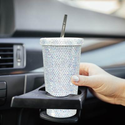 Bling Rhinestones Thermal Cup Stainless Steel Insulated Tumbler with Lid And Straw Sparkling Rhinestones Water Bottle Gift for Valentine's