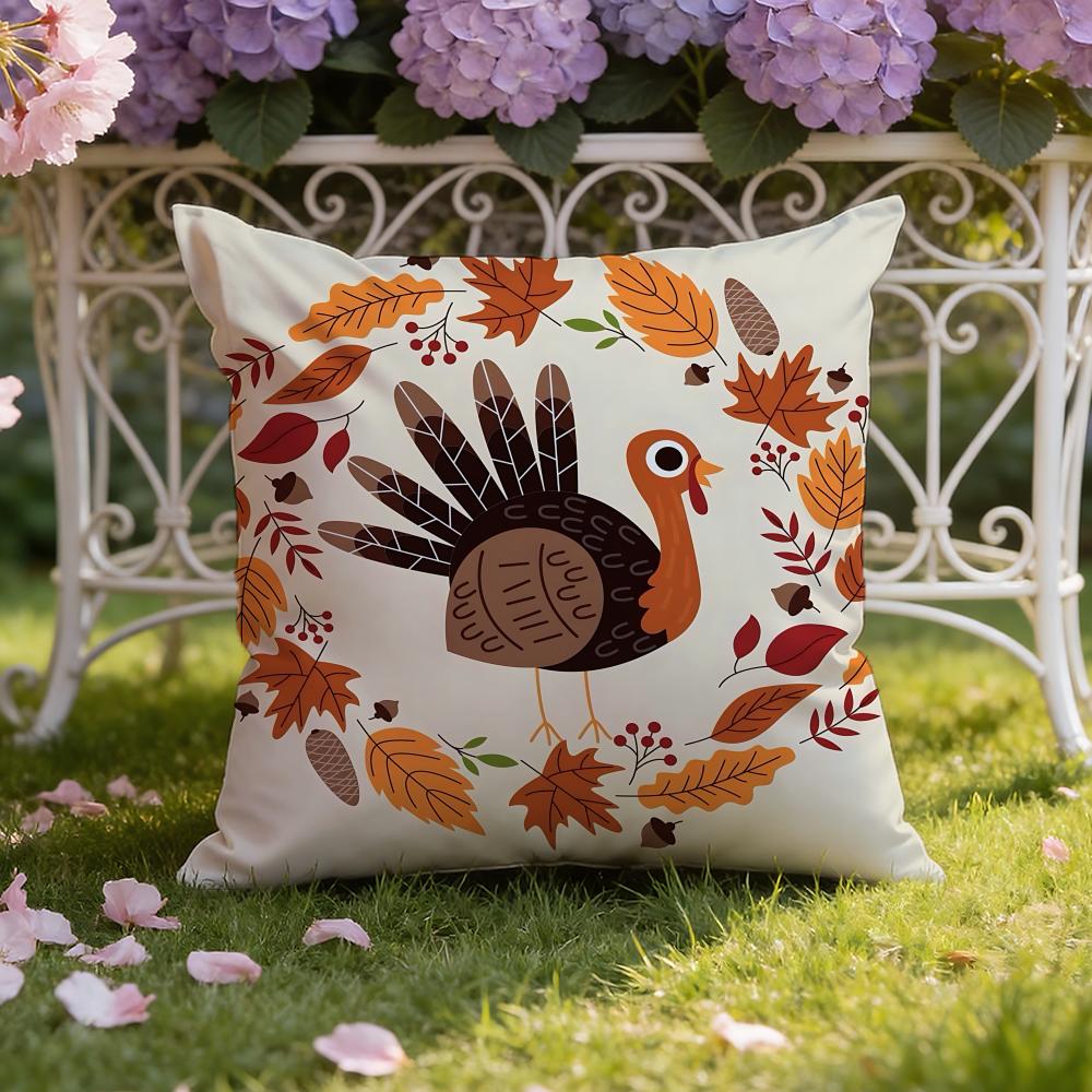 Holiday Thanksgiving Cushion Cover Home Car DualScene Pillow Cover Reversible for Premium Comfort