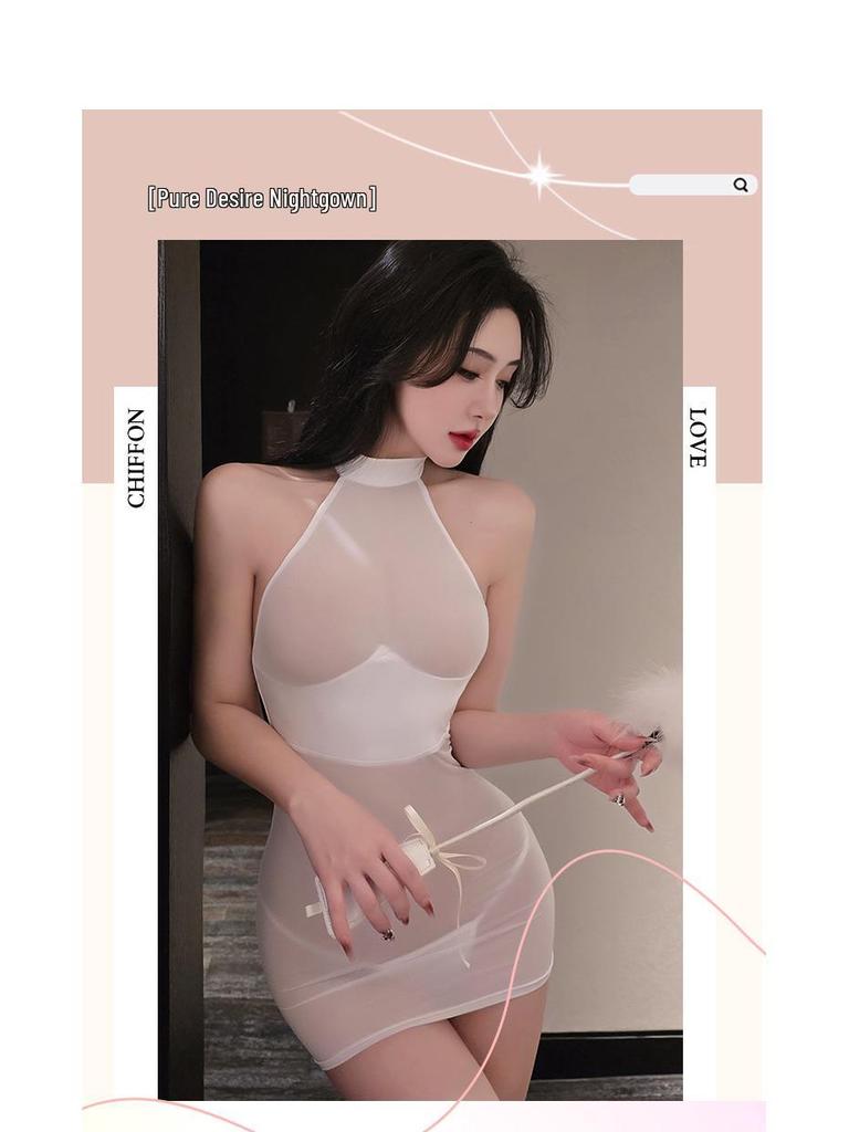 Long Night Sexy Transparent Bodycon Dress: Streamlined See-Through Hip-Hugging Lingerie for Nightclub 1101