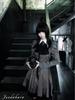 [Jundakara] Gothic Striped Dress for Women, Long Sleeves, Short Length, Cute and Dark Style, Detachable Ribbon, A-Line, Classical Fashion, Gothic Loli