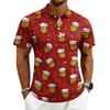 Men's Casual Printed Polo Shirt Short Sleeve Turn Down Collar Button Up Top with Graphic Pattern for Everyday Wear