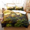 From Up On Poppy Hill Vintage Coastal Town Poppy Flower Retro 1960s Campus HD Print Bedding Set Duvet Cover + 2 Pillowcases