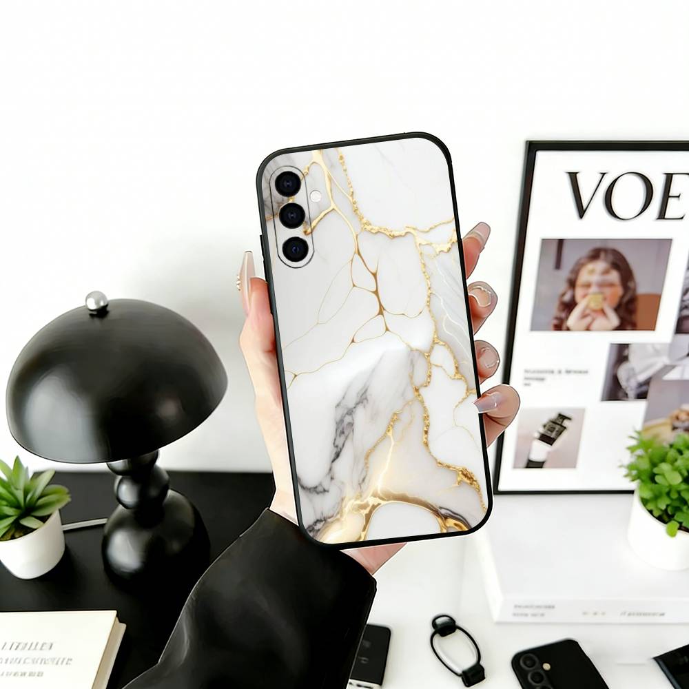 Stylish Marble Pattern Phone Case Black Silicone Soft For Samsung Galaxy A73,A72,A71,A70,A53,A52,A51