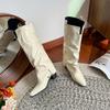 Large size-4 white pointed trousers Martin boots women's new British Knights Chelsea high boots