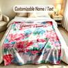 Floral Garden Theme Soft Blanket Personalized Custom Name Text Print Warm Blanket Home Sofa Bedroom Decor